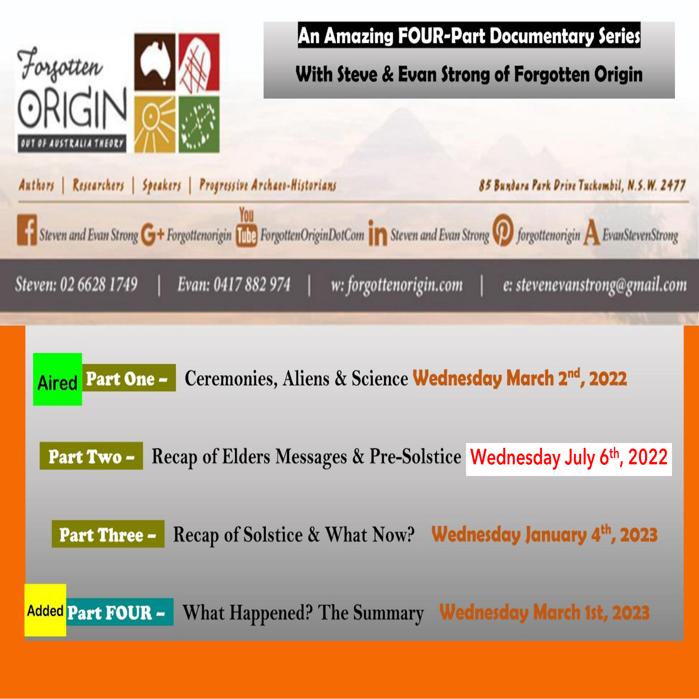 PART 2 of Unforgotten Origin with Steven & Evan Strong