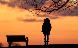 Person and Bench Sunrise